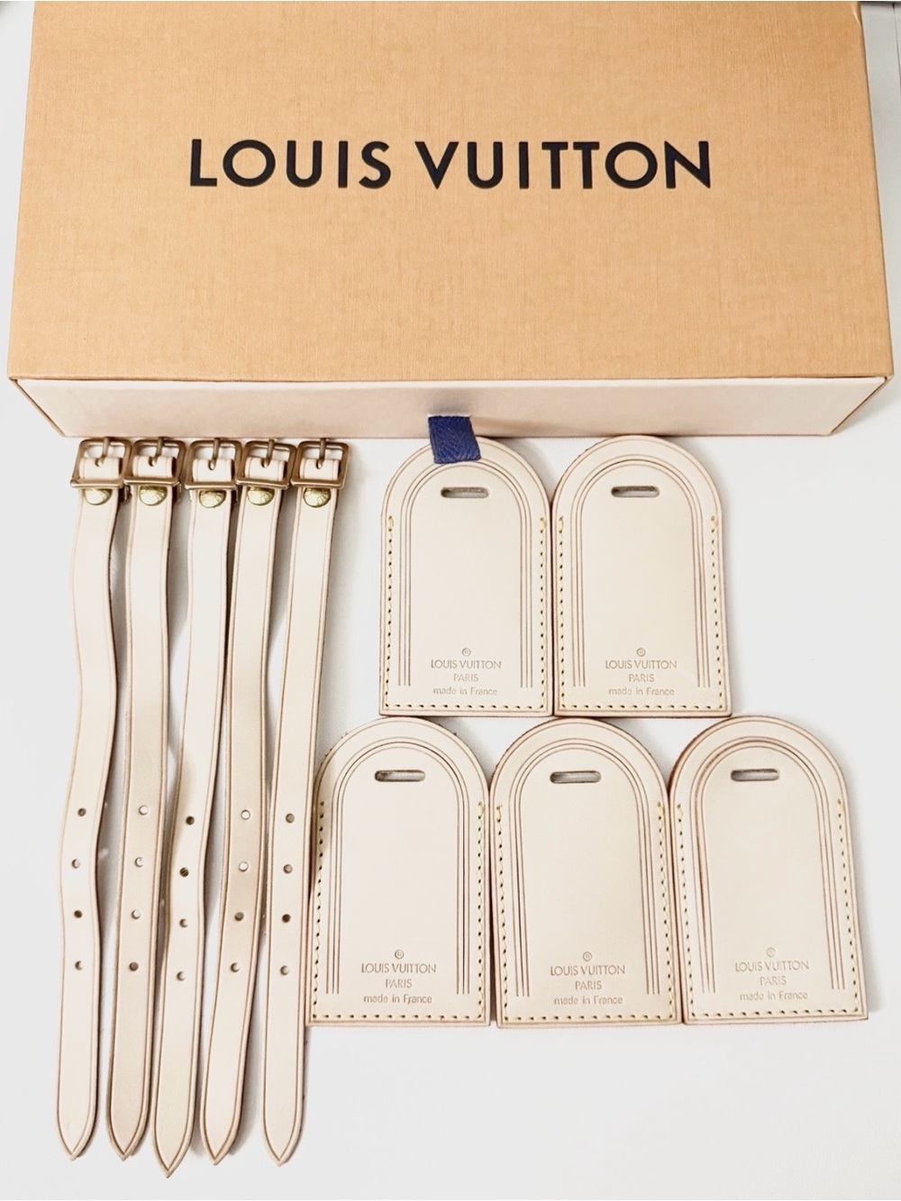 Louis Vuitton Natural Beige Vachetta Leather Luggage Tag with Strap 1 Tag only